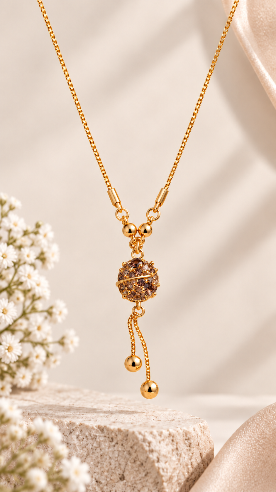 Celestia Pink Crystal Globe Pendant Necklace