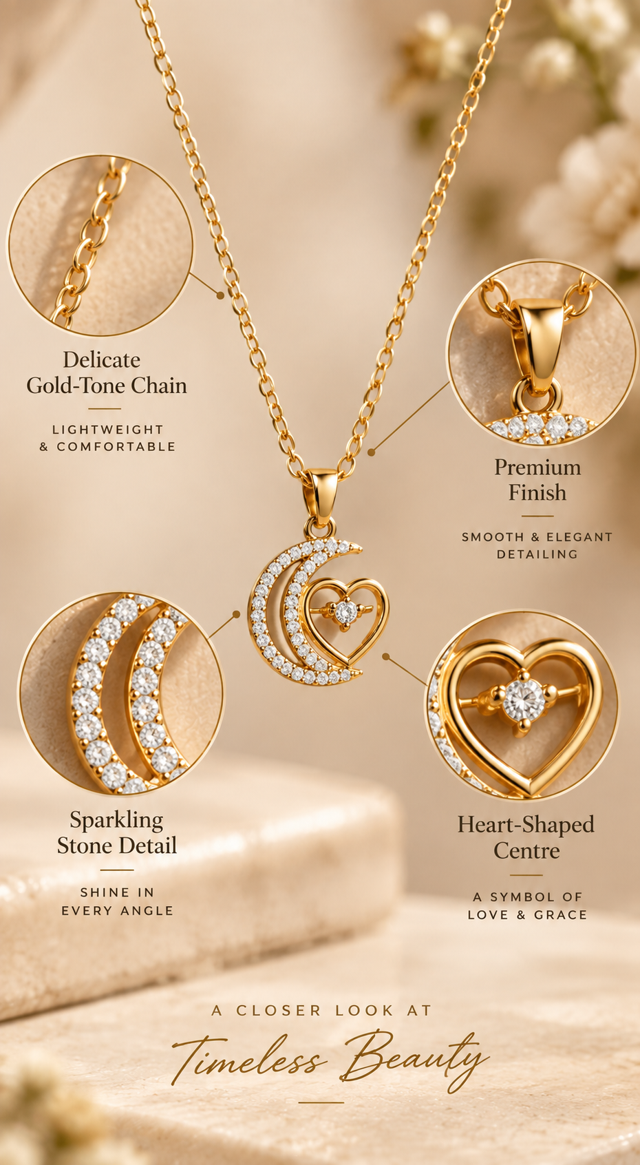 Crescent Heart Pendant