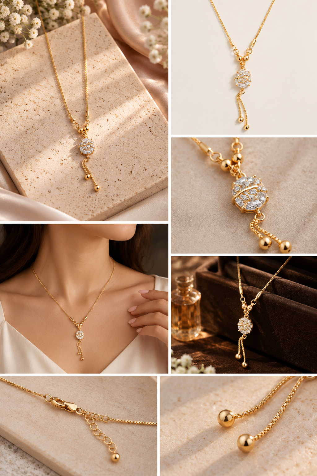 Celestia Pink Crystal Globe Pendant Necklace