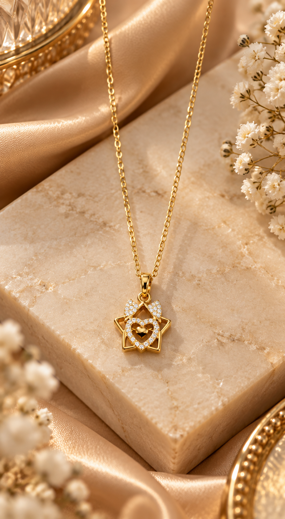 Sparkling Star Heart Pendant