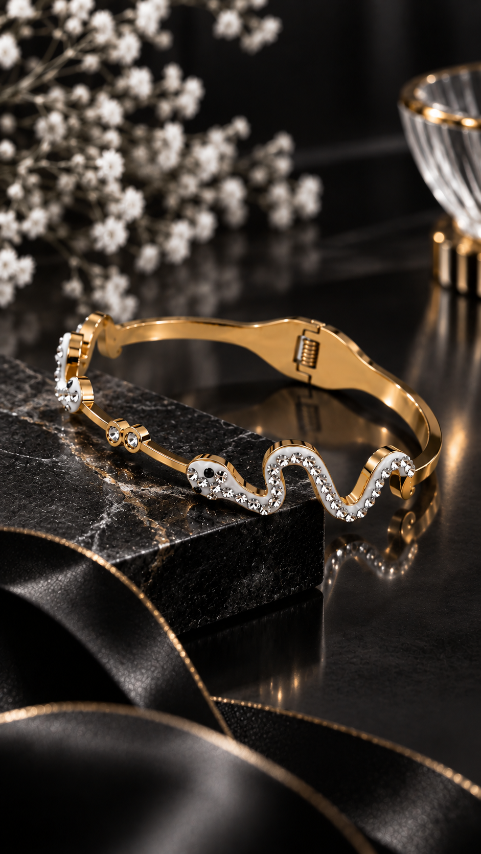 Serpentine Crystal Bangle