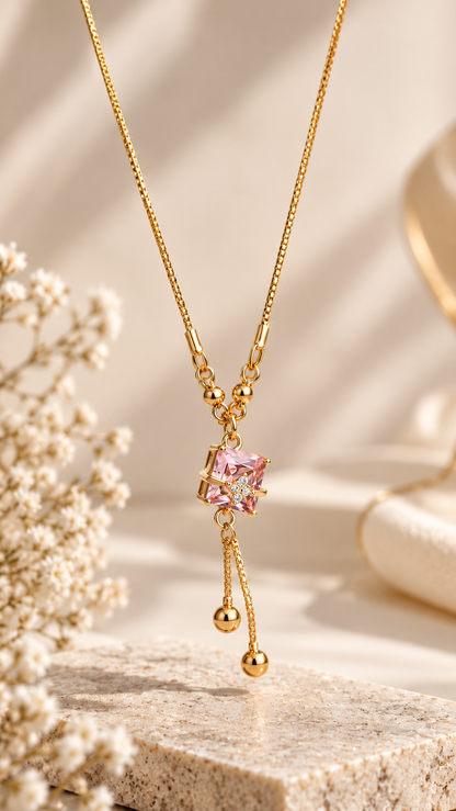 Ruby Crystal Pendant Necklace