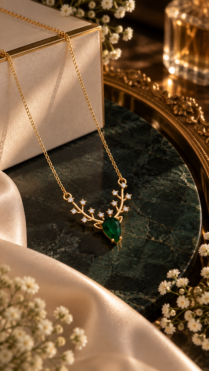 Emerald Enchanted Antler Pendant