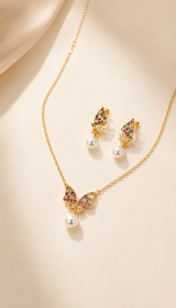 Aurelia Butterfly Pearl Necklace Set