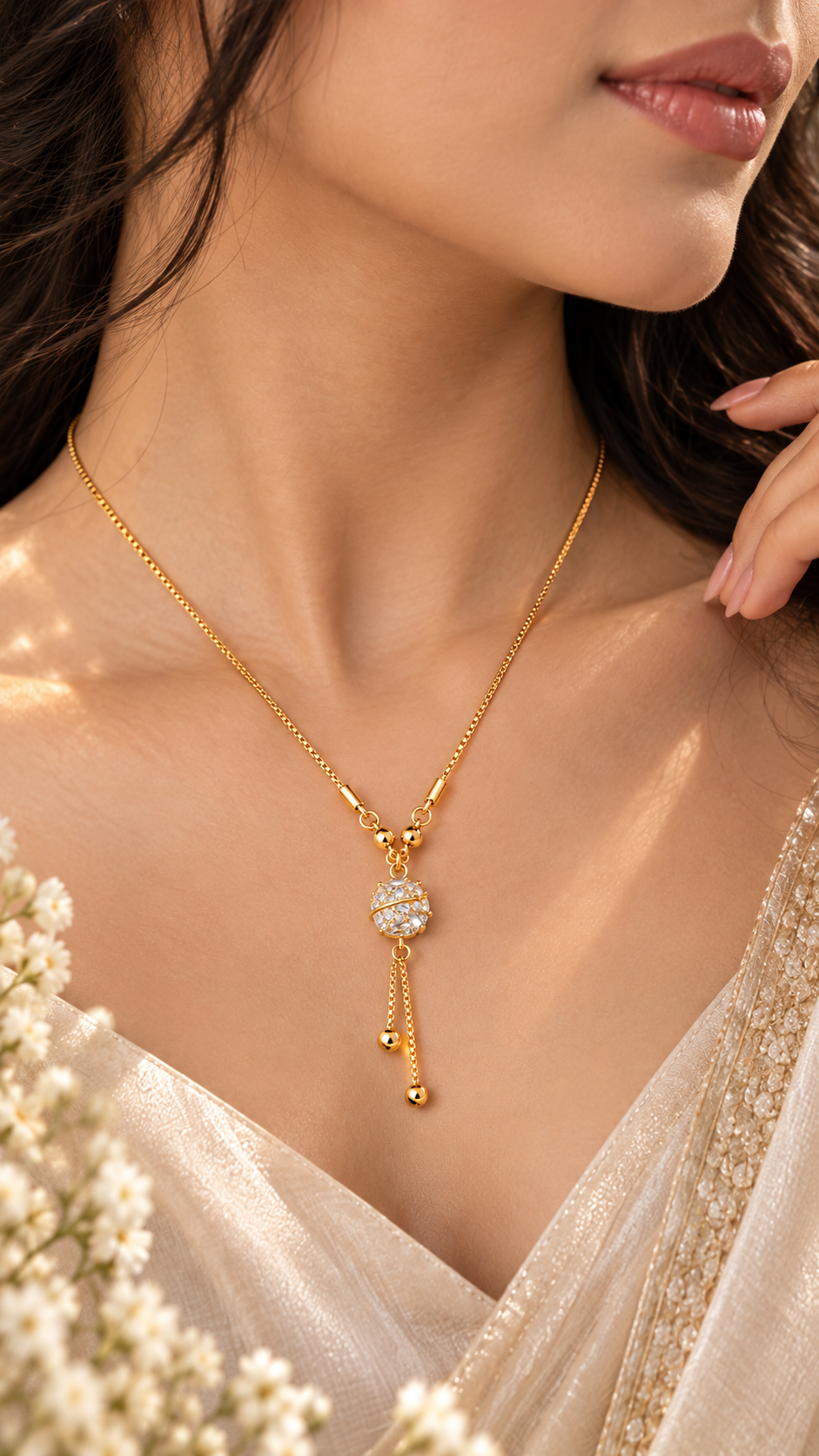 Celestia Pink Crystal Globe Pendant Necklace