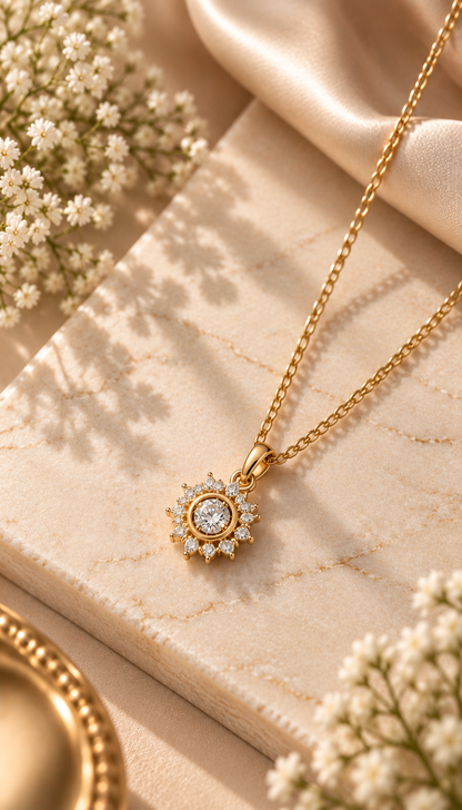 Radiant Sunburst Diamond Pendant