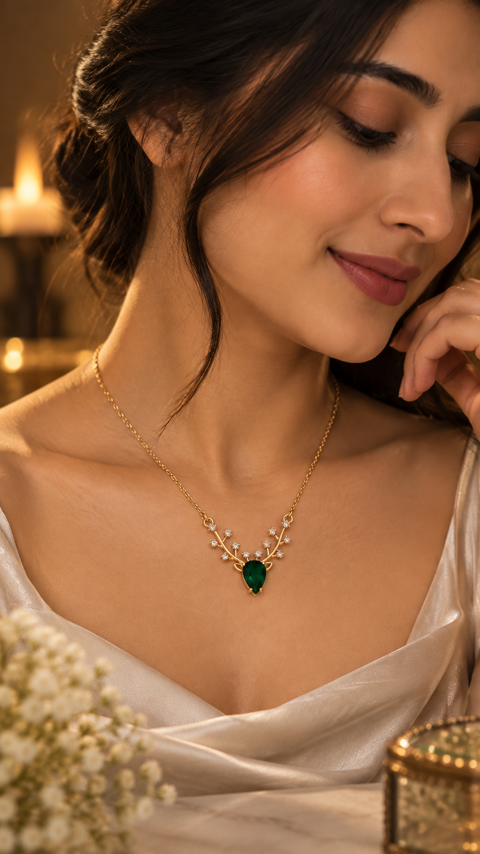 Emerald Enchanted Antler Pendant