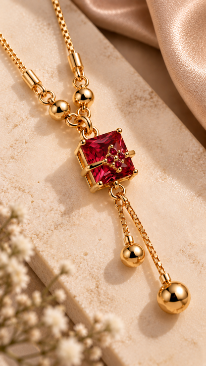 Ruby Crystal Pendant Necklace