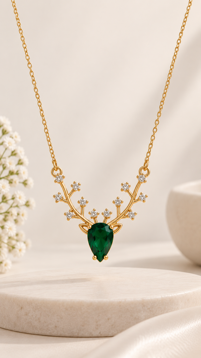 Emerald Enchanted Antler Pendant