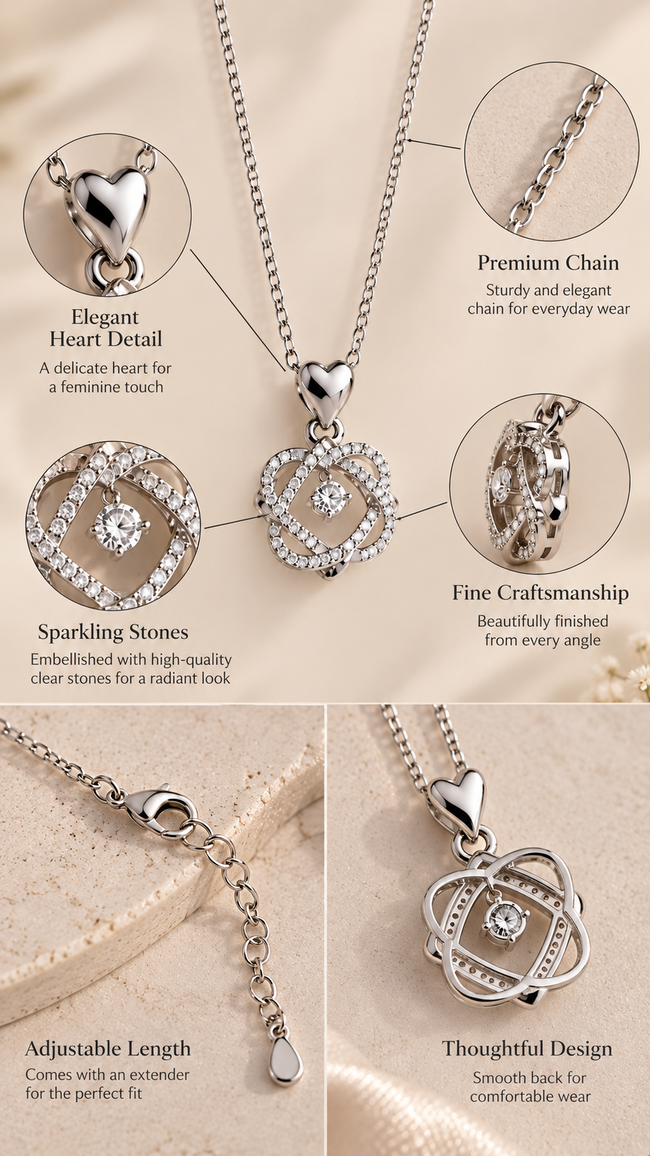 Heart Knot Pendant Necklace