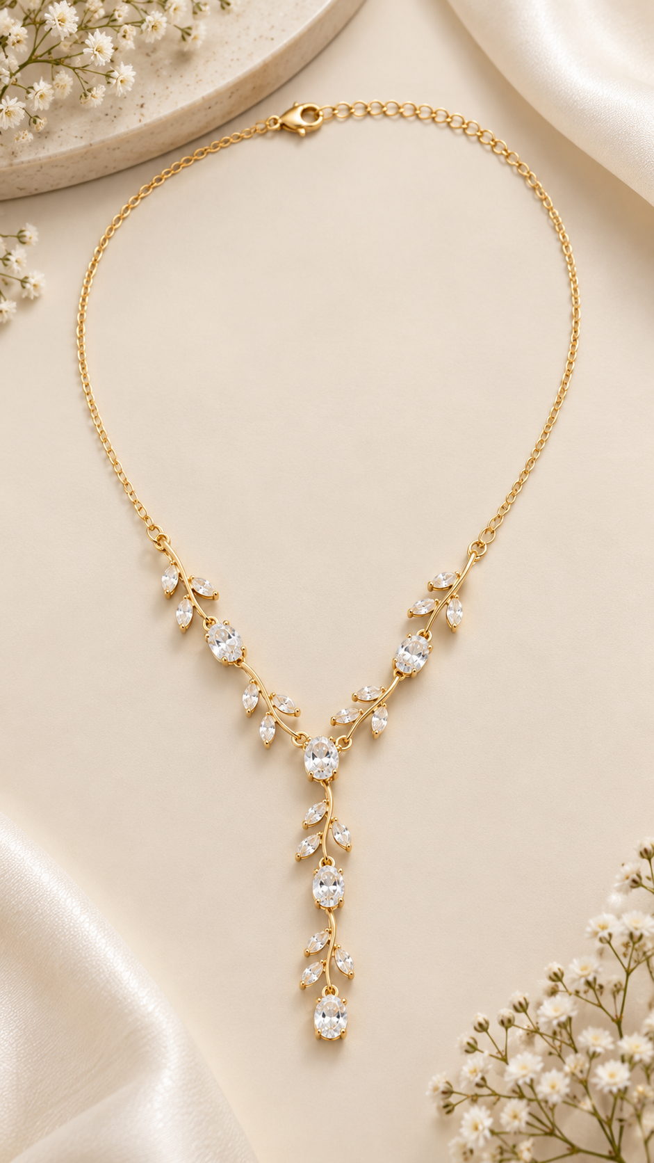 Aurelia Crystal Vine Y-Drop Necklace