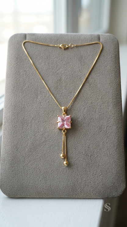 Blush Radiance Tassel Pendant Necklace