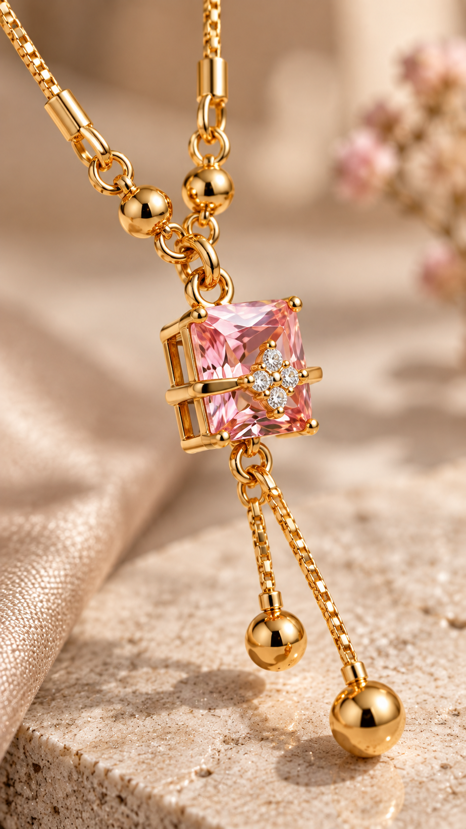 Ruby Crystal Pendant Necklace