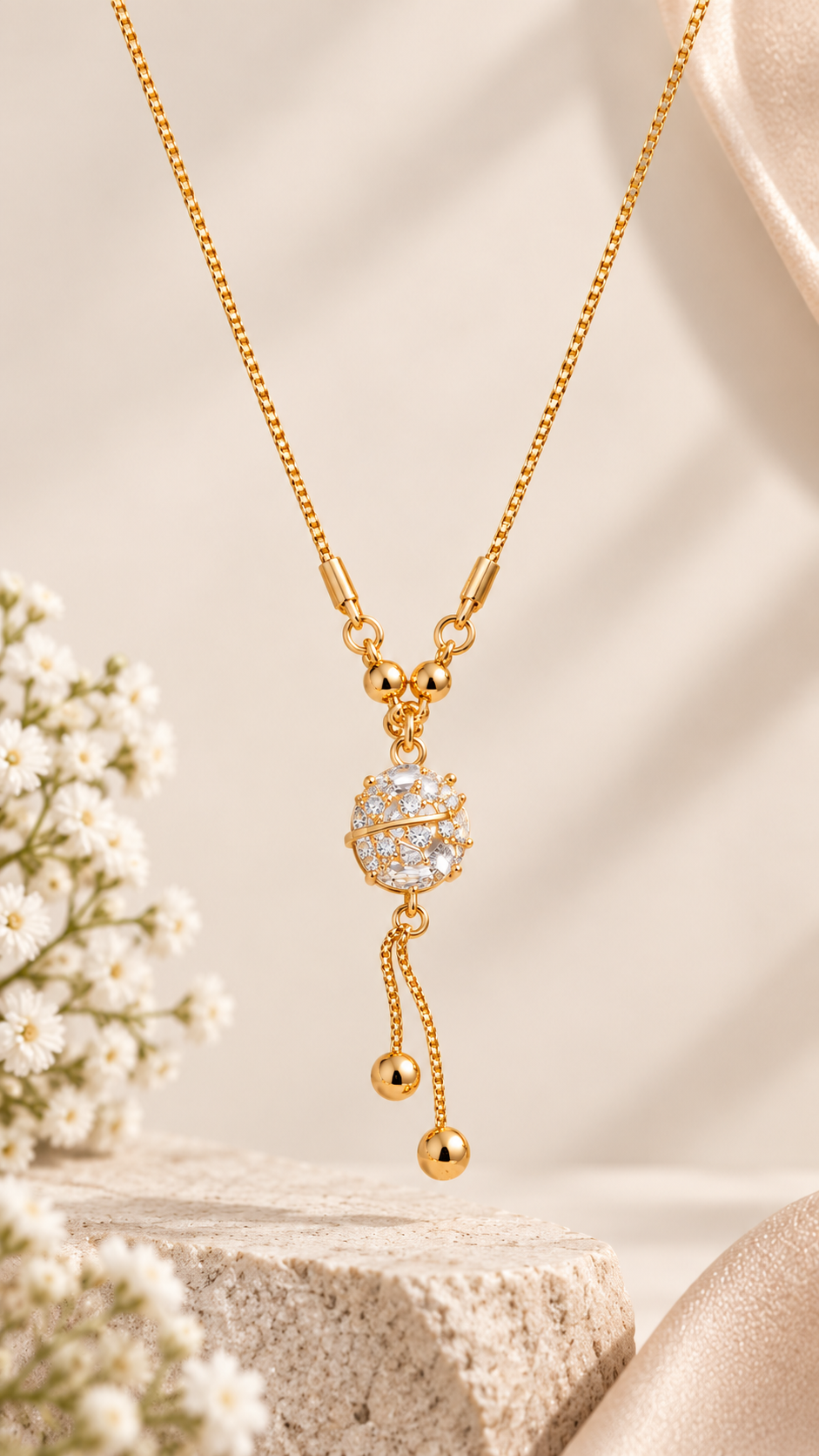 Celestia Pink Crystal Globe Pendant Necklace
