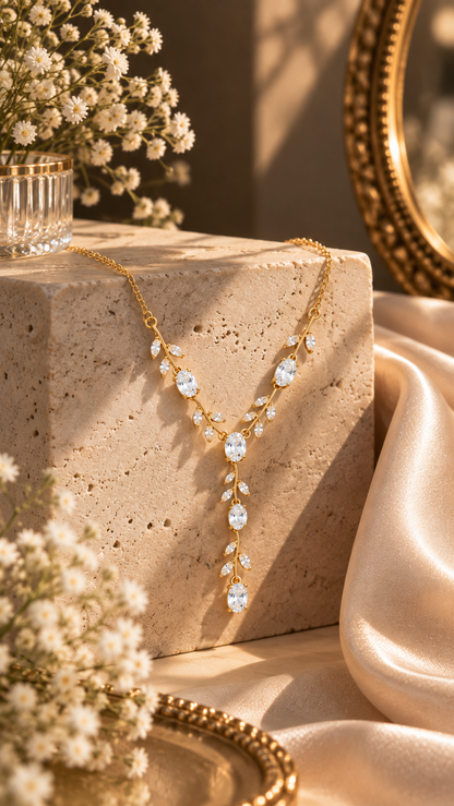 Aurelia Crystal Vine Y-Drop Necklace