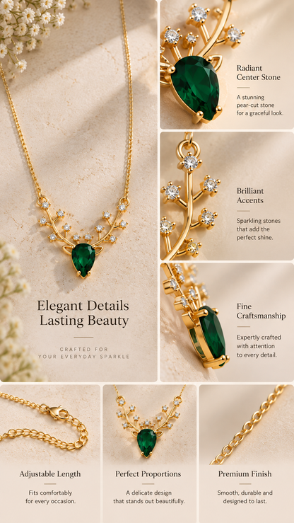 Emerald Enchanted Antler Pendant