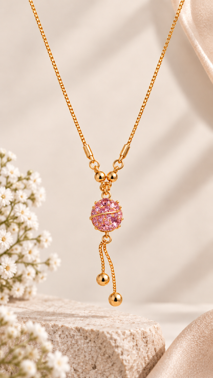 Celestia Pink Crystal Globe Pendant Necklace
