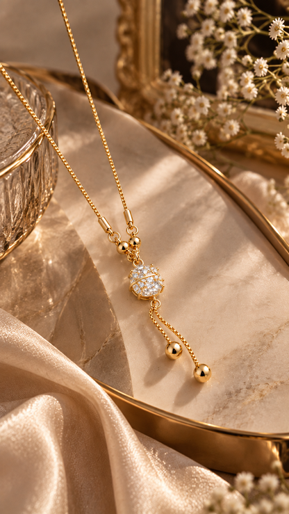 Celestia Pink Crystal Globe Pendant Necklace