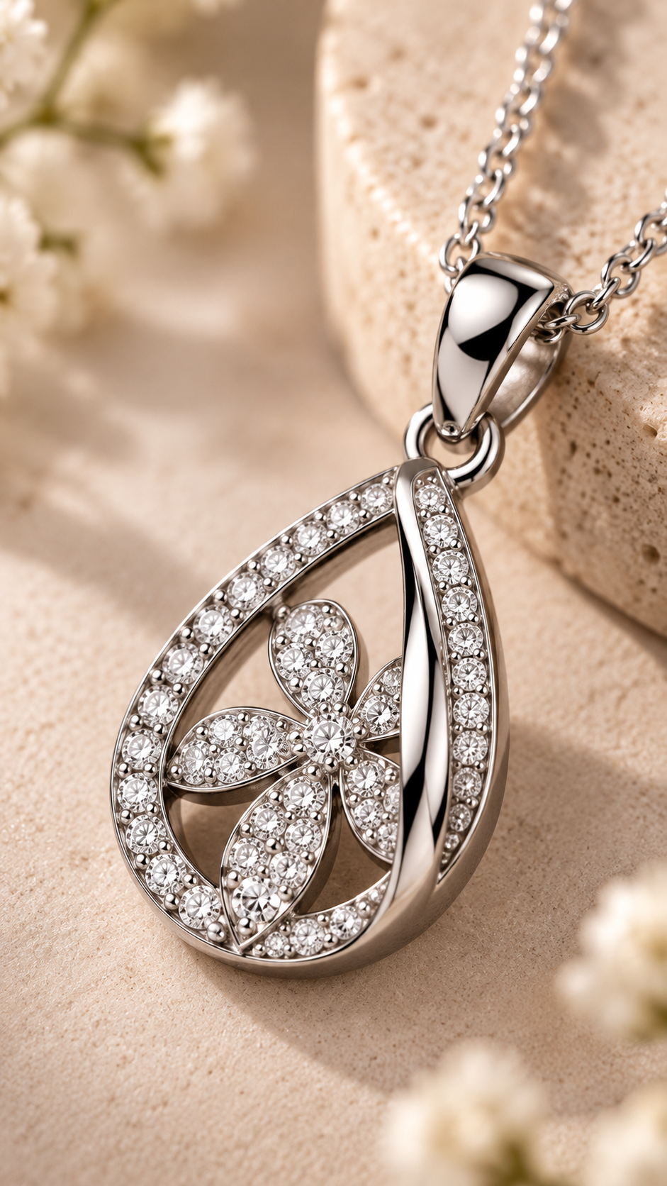 Floral Teardrop Pendant