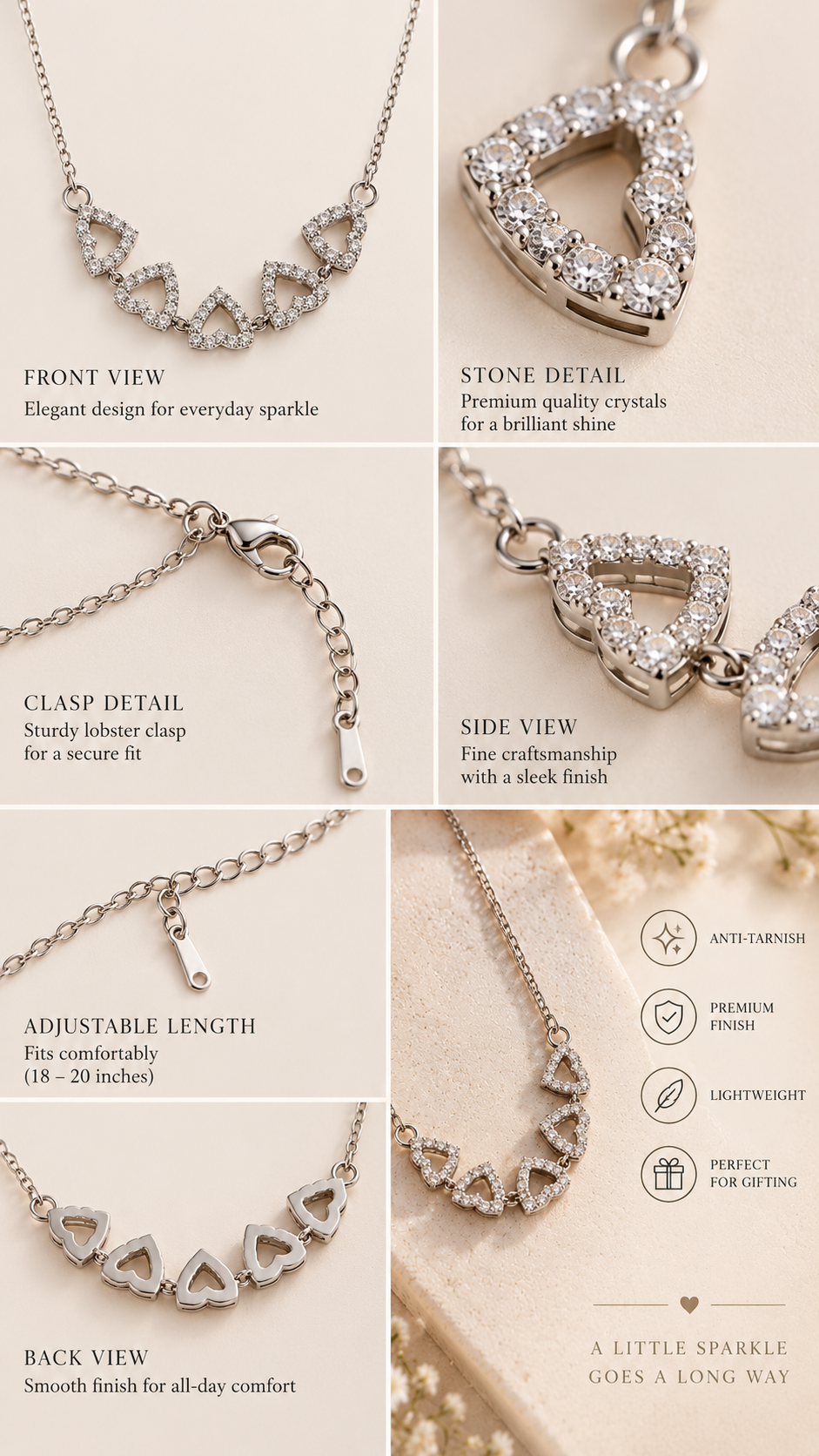 Heart Link Crystal Pendent