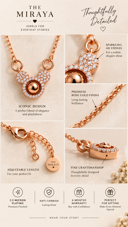 Rose Gold Pendant with White AD Stones