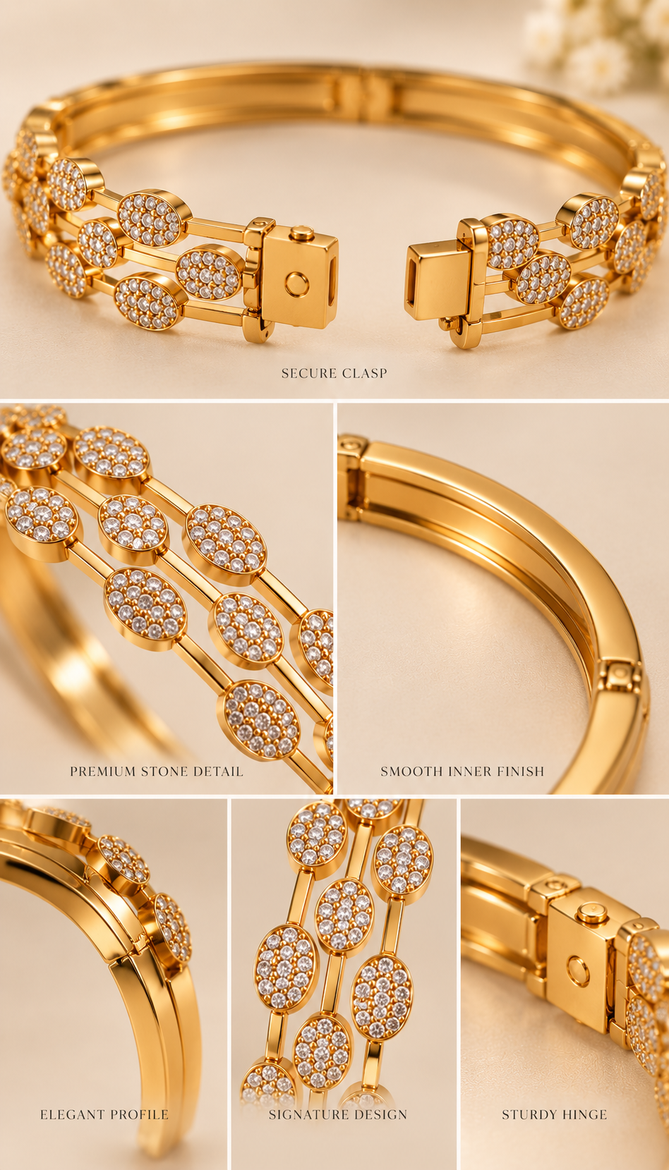 Triple Row Oval AD Bangle