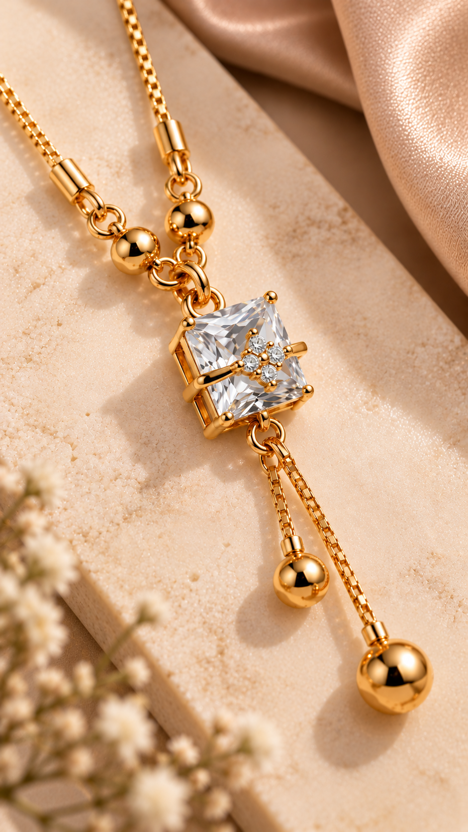 Ruby Crystal Pendant Necklace