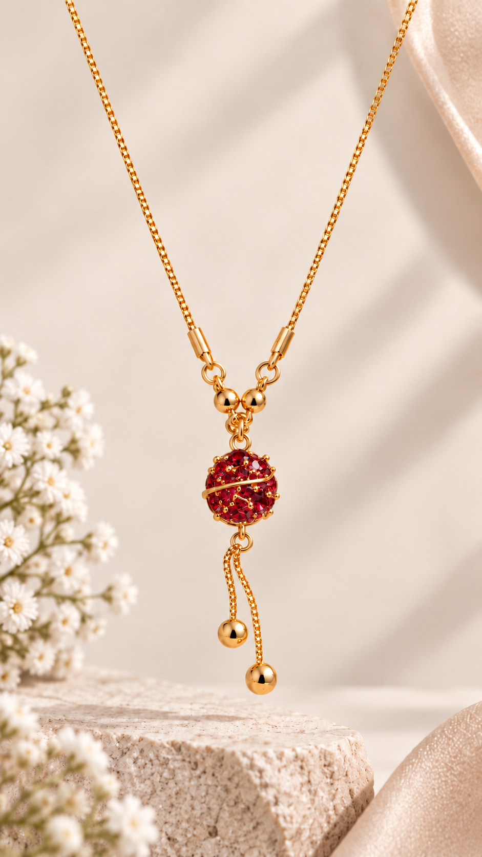 Celestia Pink Crystal Globe Pendant Necklace