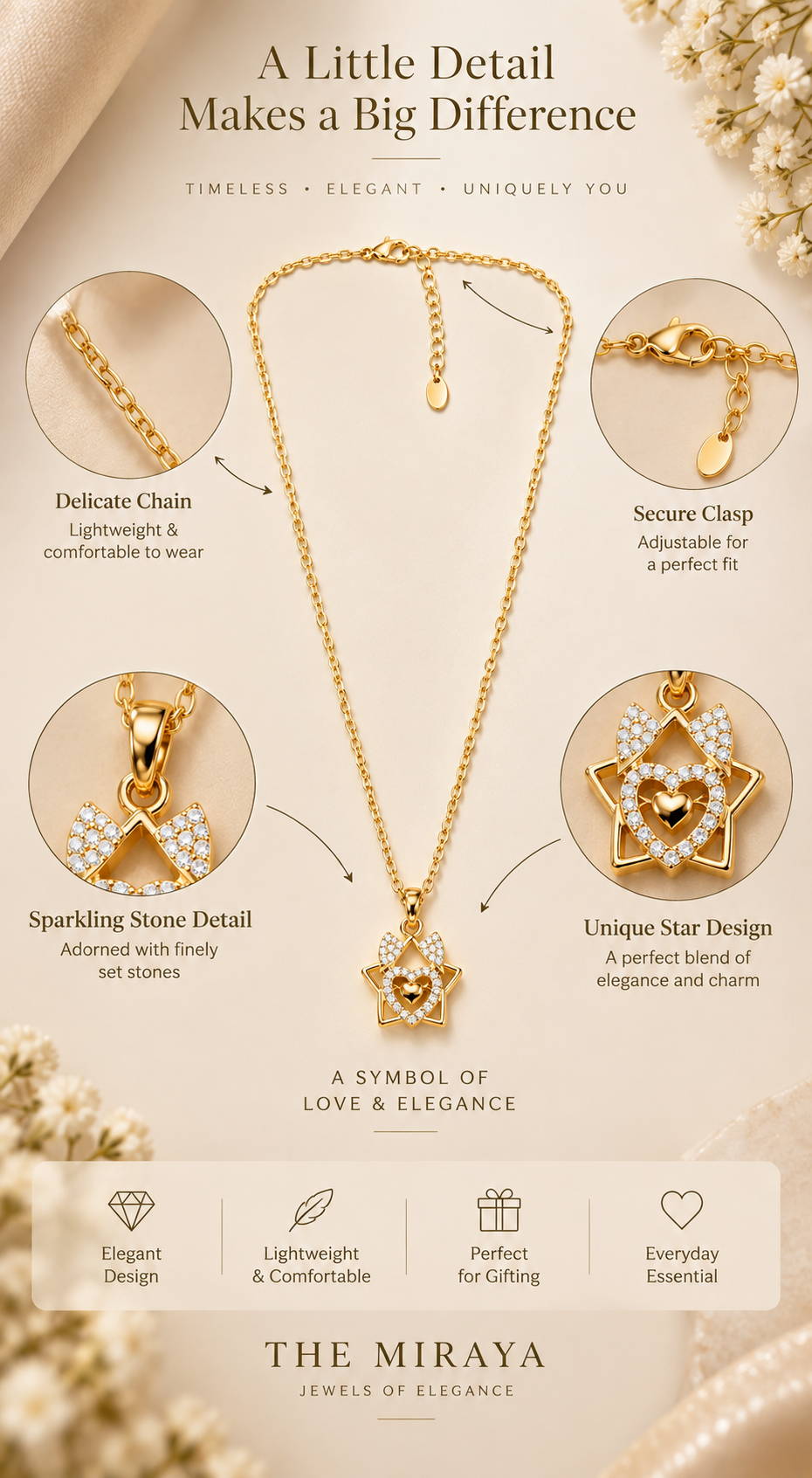 Sparkling Star Heart Pendant